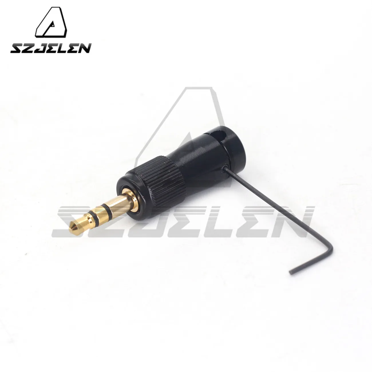 Rotatable 3.5 mm TRS connector with flat cap right angle elbow