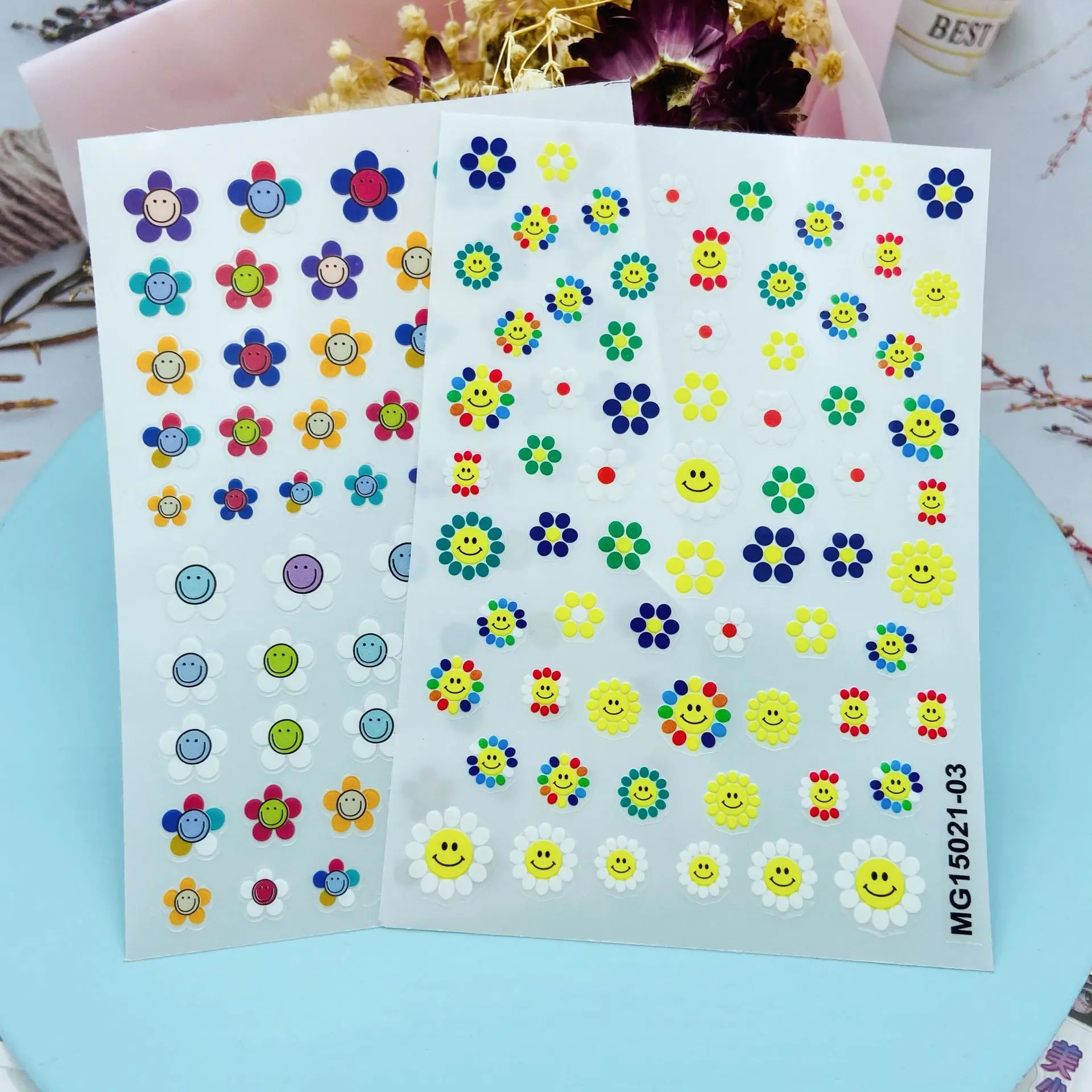 

Горячая Распродажа, высокое качество, Новое поступление, Стикеры для ногтей в японском стиле, наклейки для ногтей с улыбками, подсолнухами, наклейки для сухих ногтей