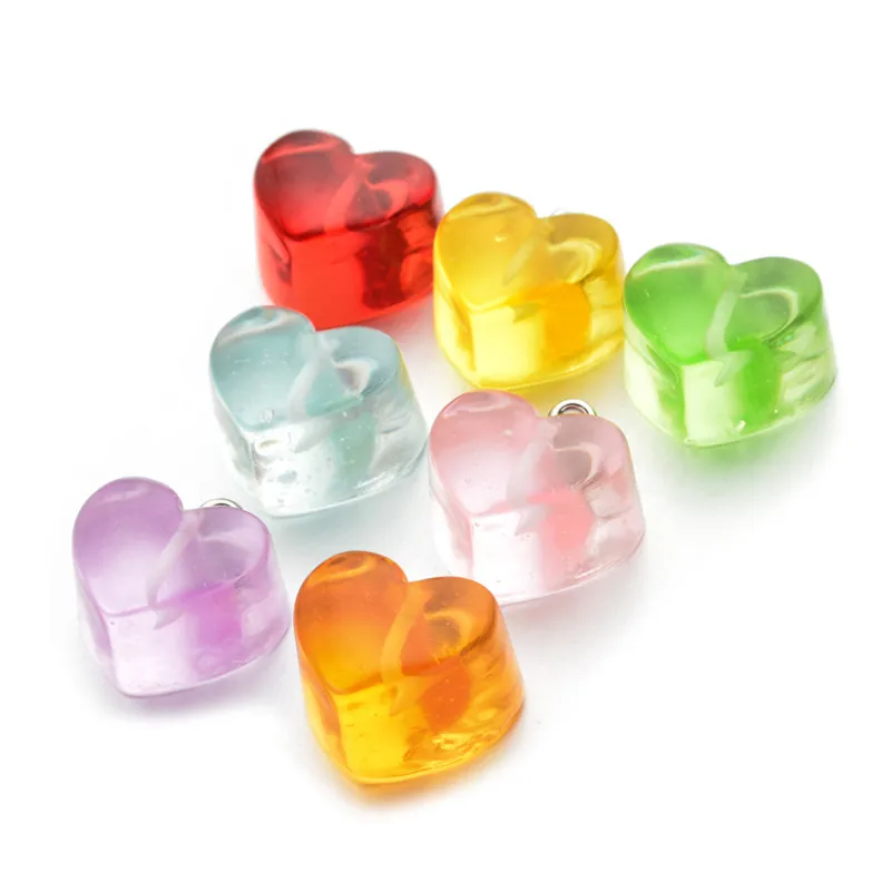10pcs/lot Resin Simulated Resin Heart Candy Charms Pendant Jewelry Making DIY Necklace Accessories