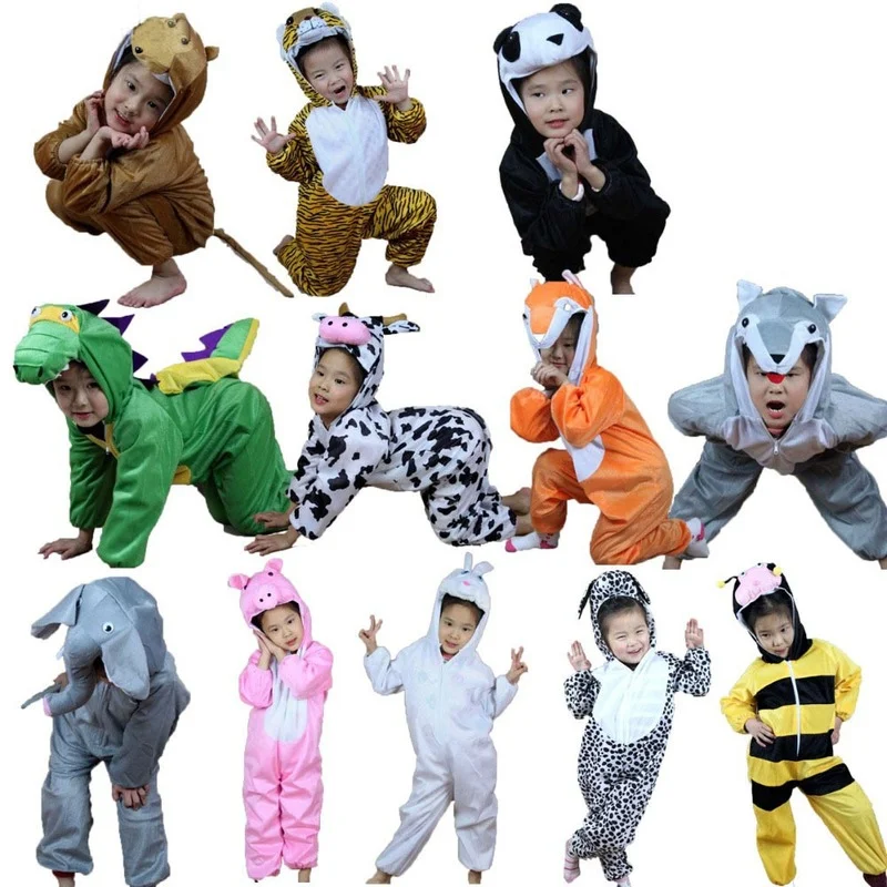 Bambini bambini animale dinosauro volpe gatto scimmia animali tuta per ragazzo ragazza puntelli compleanno Costume di Halloween Cosplay