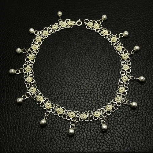 Midyat Nurtaş Silver Ball Dangle Coriander Filigree Silver Anklets