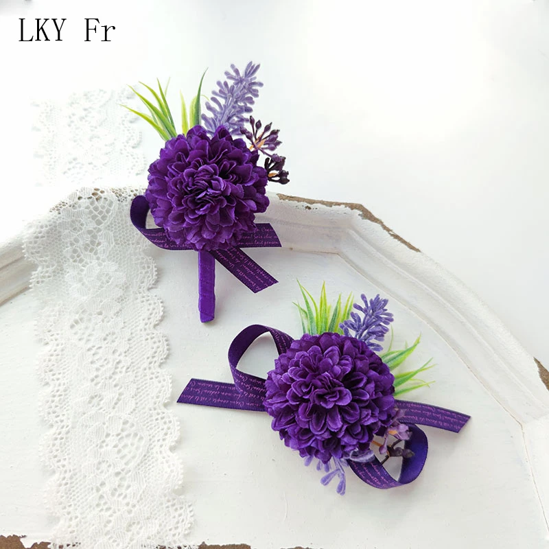 LKY Fr-Bracelet de Demoiselle d'Honneur, Fleurs, Corsage, Boutonnière de Mariage, Épingles, InjPatients, Accessoires de Bracelet de Fille, Décoration de Poignet de ix