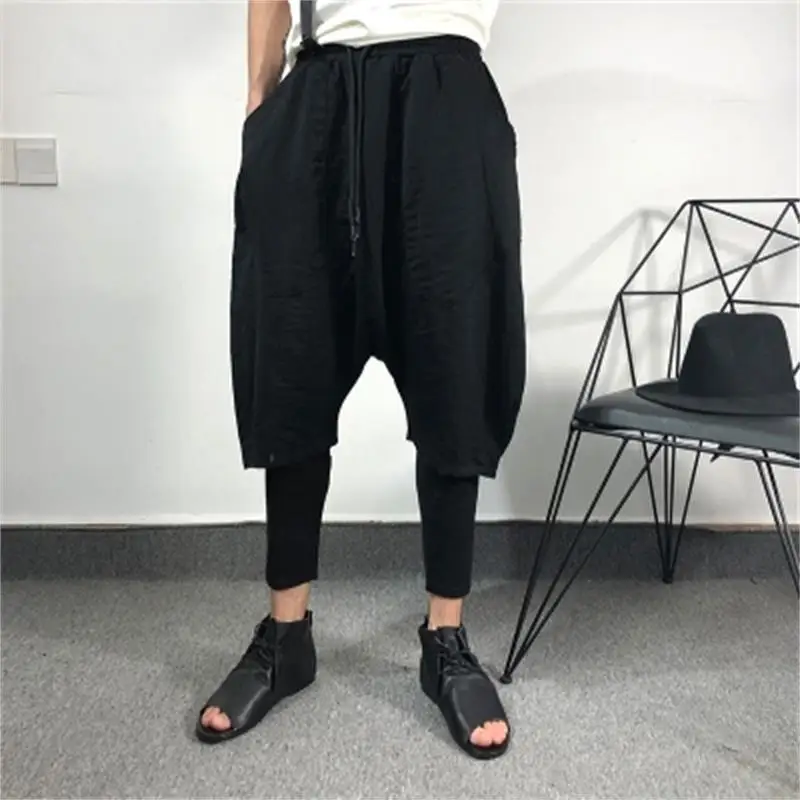 

Men's Baggy Pants Spring And Autumn New Hip Hop Street Punk Style Fake Two Casual Loose Oversized Nine - Quarter Pants