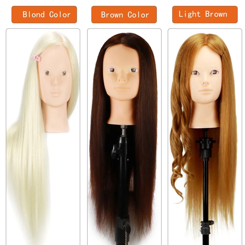 Colourful Doll Head with 85% mixed 60cm human hair For Hairdressers Mannequin Head Hairstyles Hairdressing Styling Training Head