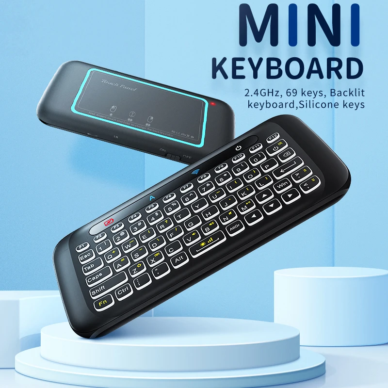 2.4g mini teclado sem fio backlight touchpad mouse ar ir inclinando controle remoto para android caixa de tv inteligente computador portátil windows