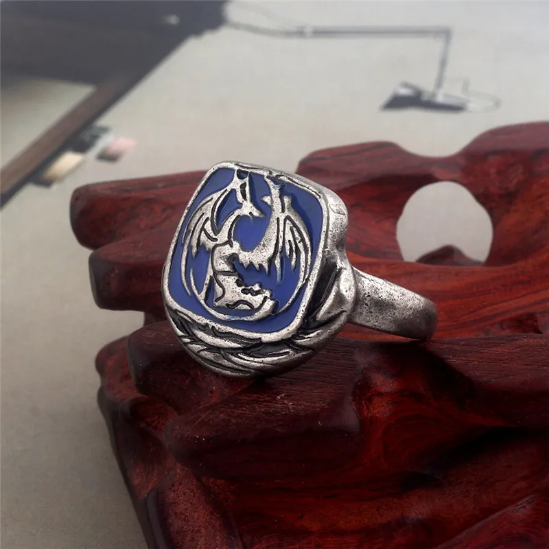 ZRM Dark Souls III Ring Men Women Blue Enamel Dragon Badge Rings Game Jewelry Fans' Souvenir seal Ring Jewelry
