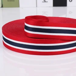 New 3M/Lot  Red White Navy Blue Width 3cm 4cm Printed Grosgrain Ribbon Backpack Belt Bow Decoration Tape DIY Sewing Accessories