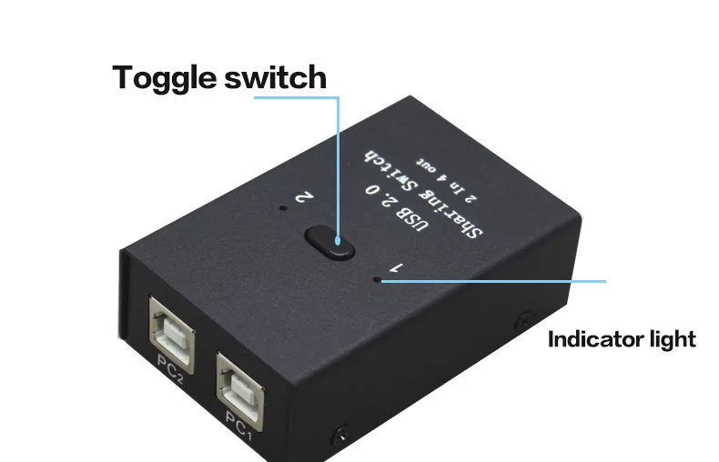 Caja para compartir teclado y ratón, 2 en 4, USB KVM-SWITCH 2,0, interruptor para compartir impresora para ordenador con cables