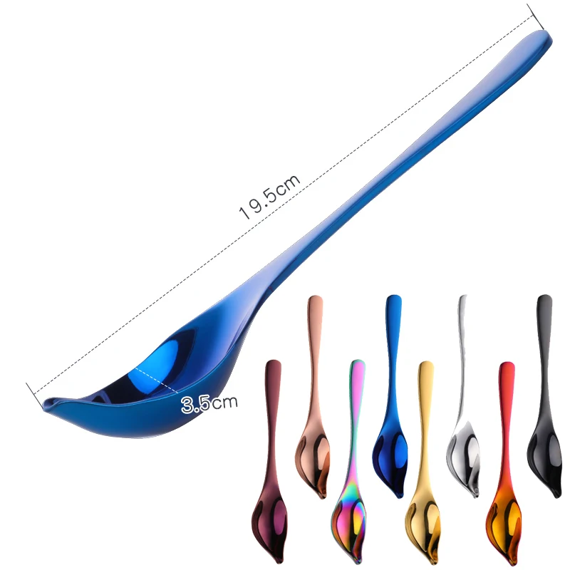 Colorful Stainless Steel Saucier Spoon Creative Baking Tool Cake DIY Decorating Spoon Tapered Spout Honey Sauce Metal Spoons