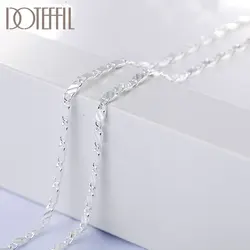 DOTEFFIL-925 Sterling Silver Charm Chain Necklace para homens e mulheres, bijuterias da moda, festa de casamento, 16 