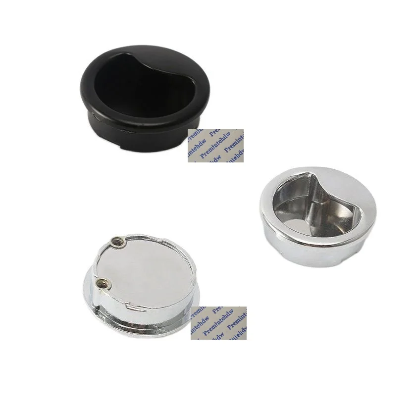 

10Pcs Small Round Zinc Alloy Recessed Built-in Finger Tip Pull Matte Black Chrome Cabinet Cupboard Closet