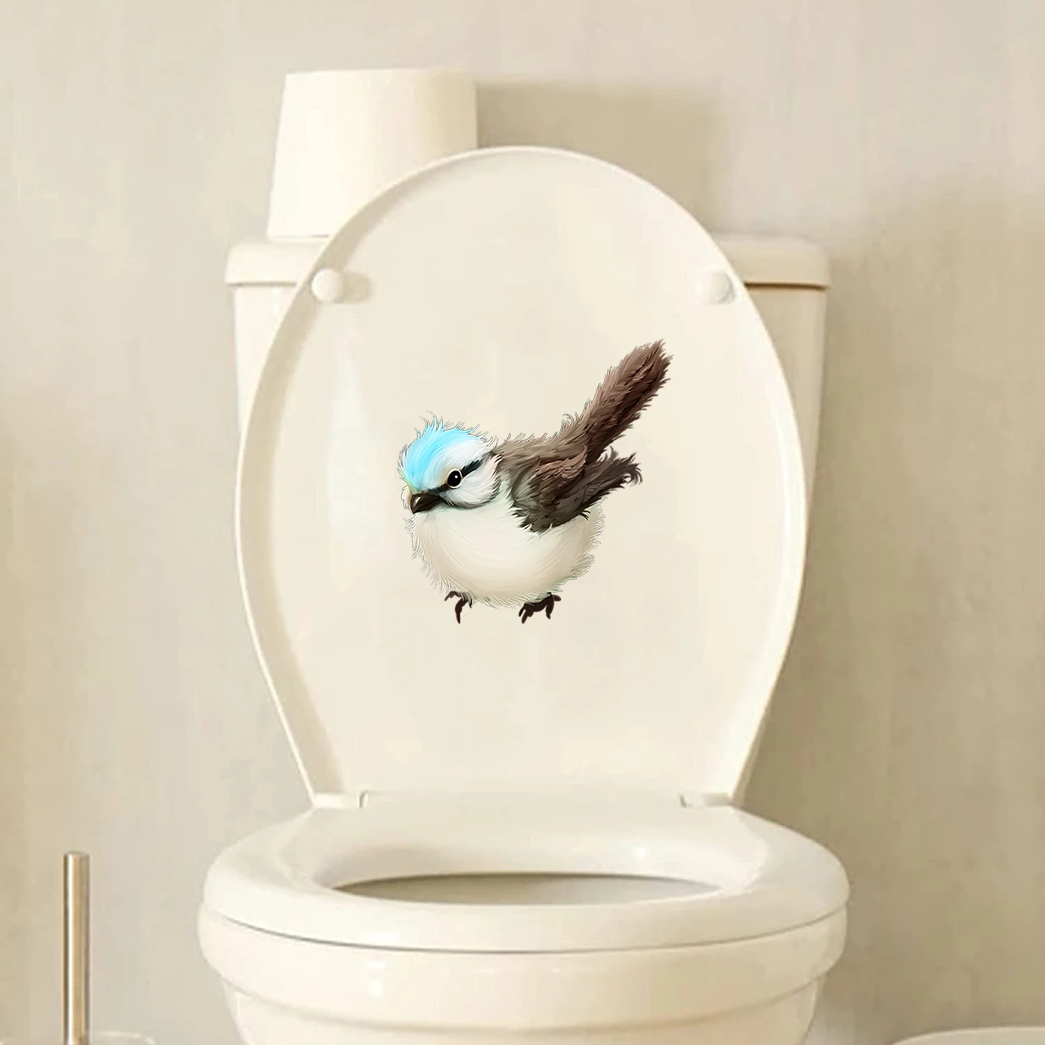 Three Ratels QCF179 Lovely blue purple bird wall sticker for home decoration toilet Decal