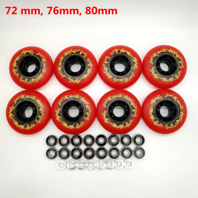 ローラースケート用ホイール,赤いホイール,72mm,76mm,80mm,abec-9,送料無料