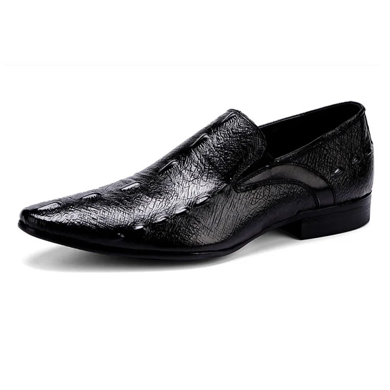 2019 New Men's Suit Single Shoes British Dermis Crocodile Business Size Men's Shoes really genunine leather shoes