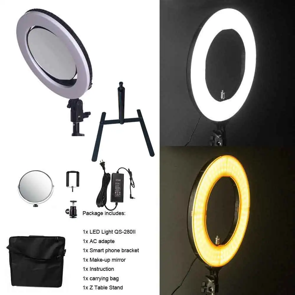 

Yidoblo QS-280 10" Camera Selfie makeup Photo/Studio/Phone/Video LED Ring Light Photography 28W Bio-color Ring Lamp with handbag