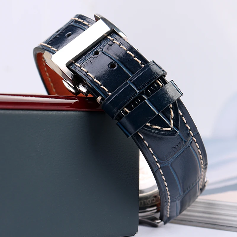 Alligator Cowhide wristband for Longines famous craftsman L2 collection moon phase kangkas belt 19mm 20mm 21mm men\'s wristband