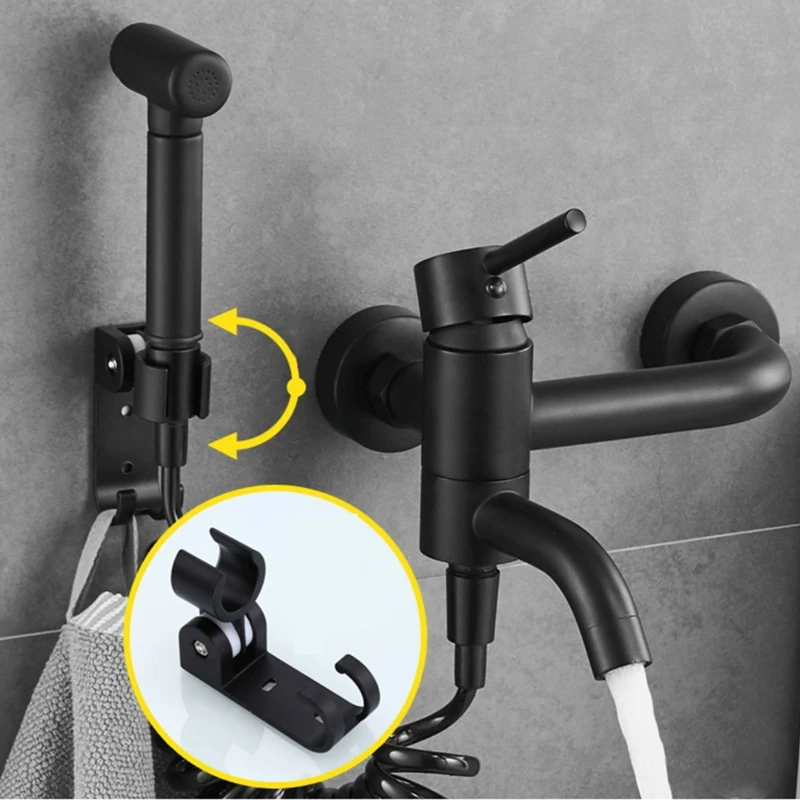 Imagem -02 - Conjuntos de Cabeça de Chuveiro de Mão Abs para Banheiro Preto e Prata Banheira de Parede Torneira Mista