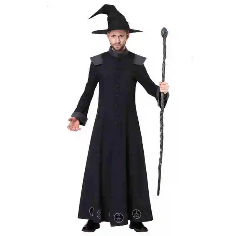 Costume de magie pour adultes, manteau, pardessus, cosplay, pentagramme, capes, chapeau, bonnets, cape pour homme, vacances d'halloween