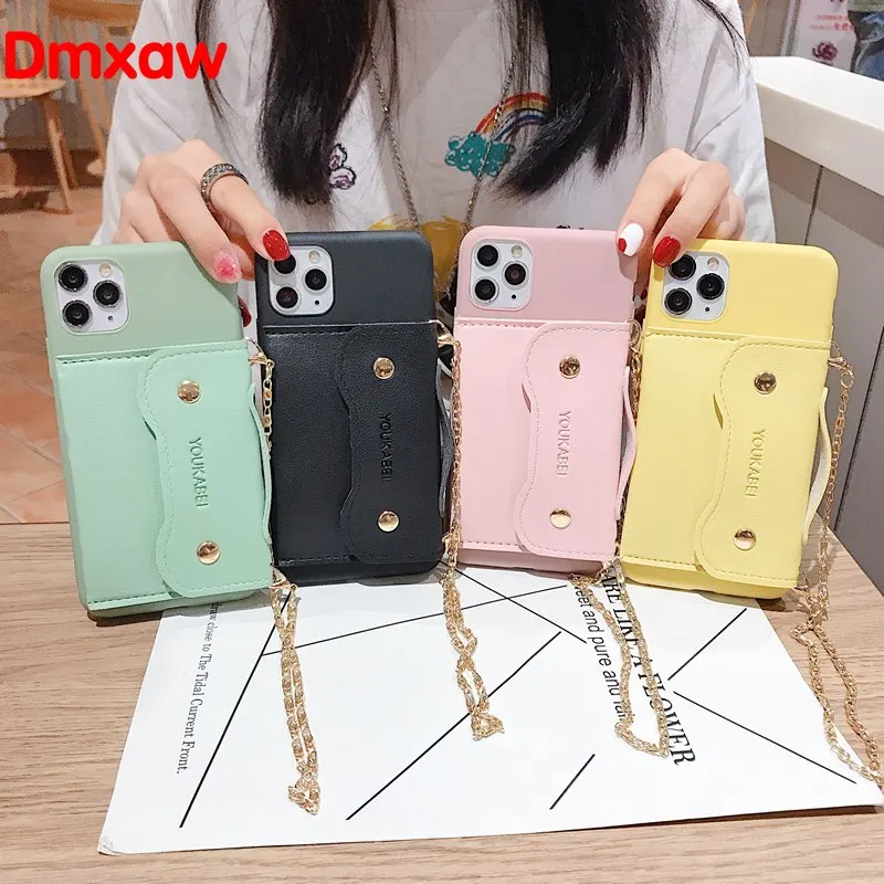 For Samsung Galaxy A60 M40 M20 A10E A20E A7 J8 A6 A8 J4 J6 Plus 2018 J4+ J6+ Phone Case Wallet Card Metal Strap Soft Cover