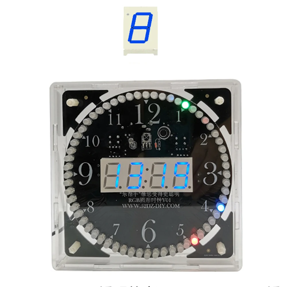 Kit d'horloge électronique à monter soi-même, 14.5x14.5cm, avec boîtier, tube numérique led, date, semaine, température, kit de soudage pour adultes