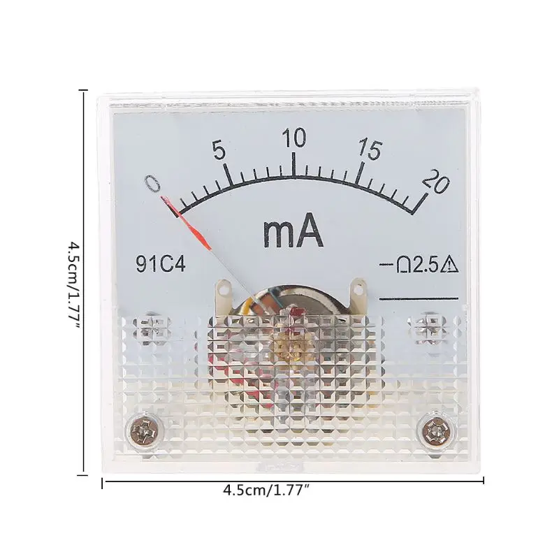 91C4 Ammeter DC Analog Current Meter Panel Mechanical Pointer Type 1/2/3/5/10/20/30/50/100/200/300/500mA A