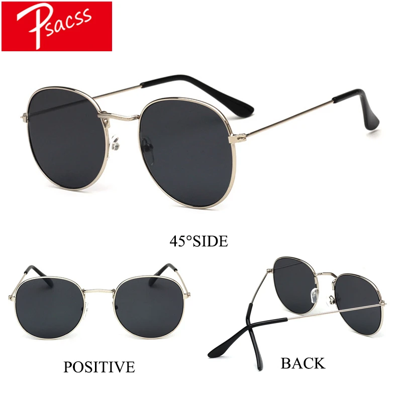 PSACSS NEW Small Round Sunglasses Women/Men Retro Fashion Brand Designer Glasses Women's Rays Mirrored Modis Oculos Shades UV400