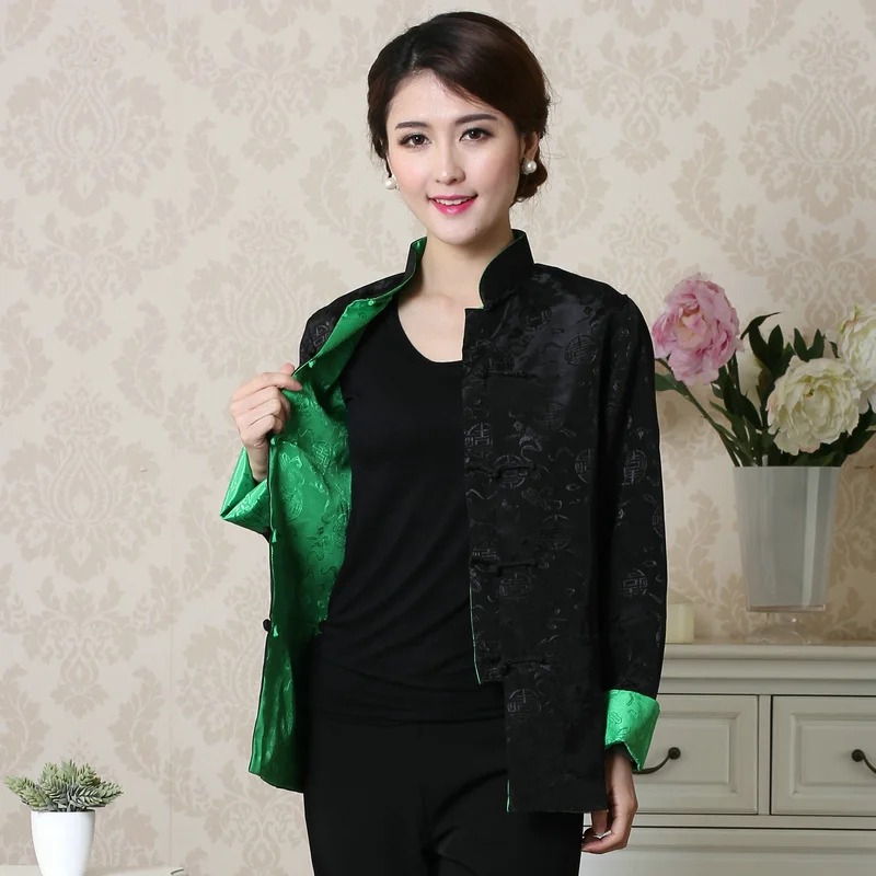 Doppel-konfrontiert Frauen Casual Mantel Herbst Winter Neue Mandarin Kragen Chinesischen Kung Fu Jacke Mantel Weibliche Chinesische Partei Mantel