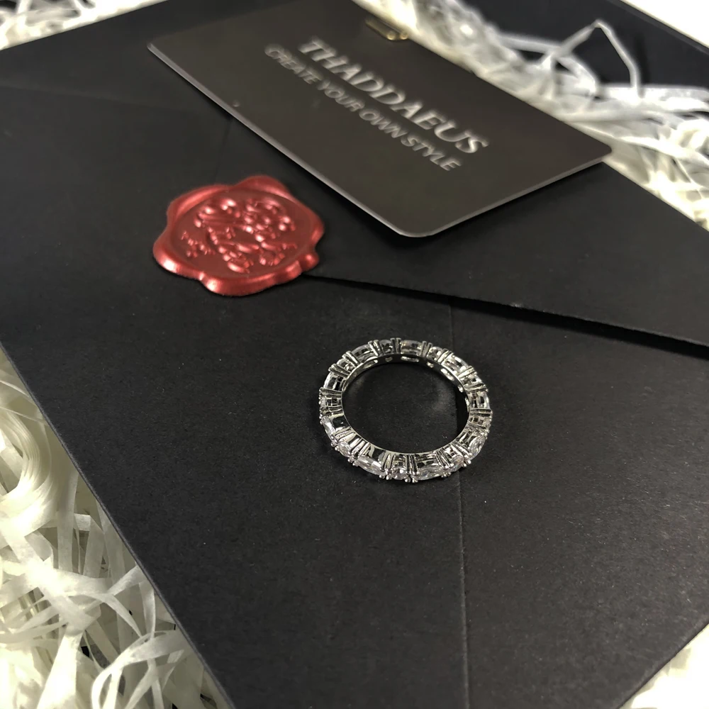 White Pave Boho Band Ring Europe Style Glam Fashion Good Jewelry For Women Gift In 925 Sterling Silver