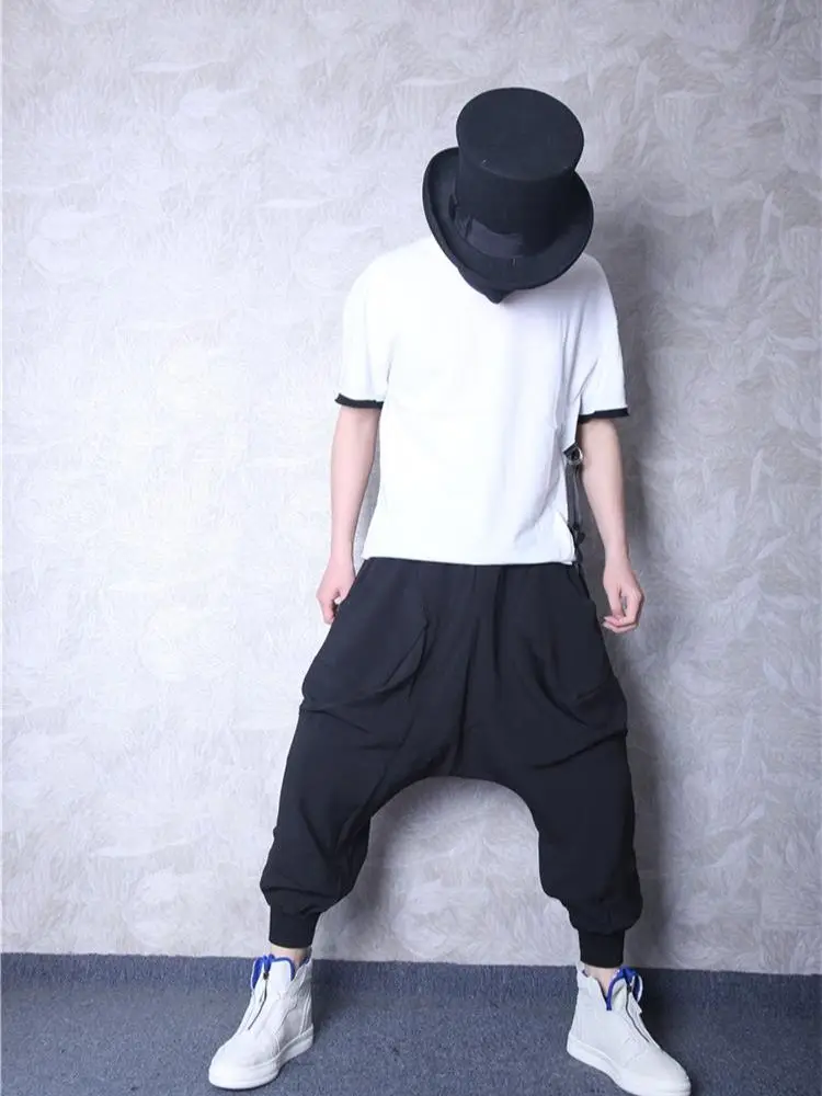 

Men's Casual Pants Spring And Autumn New Pure Color Simple Large Pocket Design Low Grade Harlan Pants Loose Sweatpants