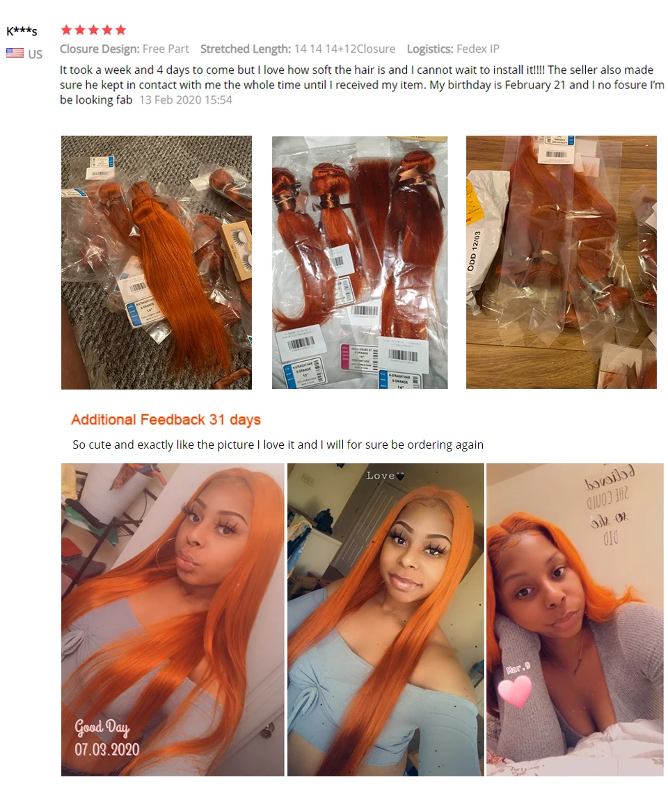 Sleek Gerade Menschliches Haar Bundles 30 Zoll Ingwer Orange Remy Brazilian Hair Extensions Blonde Farbige Einzel Bundles Großhandel