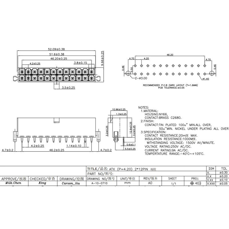 5566 Hollow Pin ATX Konektor Pitch 4.2Mm 1*2/2*2P/2*3P/2*4P/2*5P * 2*6P/2*7P/2*8P/2*9P/2*10P/2X11P/2*12P