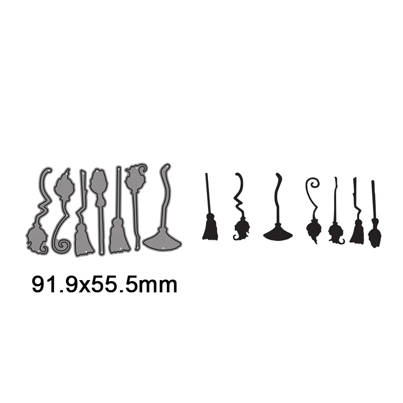 7pcs Halloween Witch's Broom Metal Cutting Dies For DIY Scrapbook Cutting Die Paper Cards Embossed Decorative Craft Die Cut New