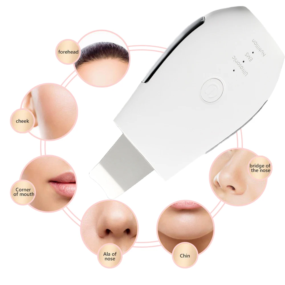 Rechargeable Ultrasonic Face Skin Scrubber Facial Cleaner Peeling Vibration Blackhead Removal Exfoliating Pore Cleaner Tools