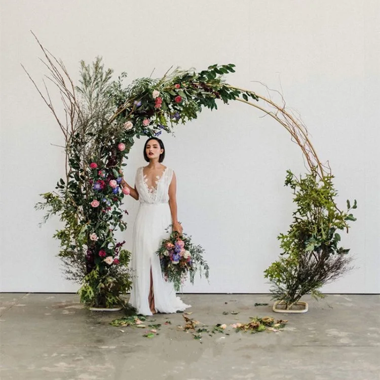 

Outdoor Wedding round ring backdrop double arch stand arch arc wedding party decoration stage background circle arch door