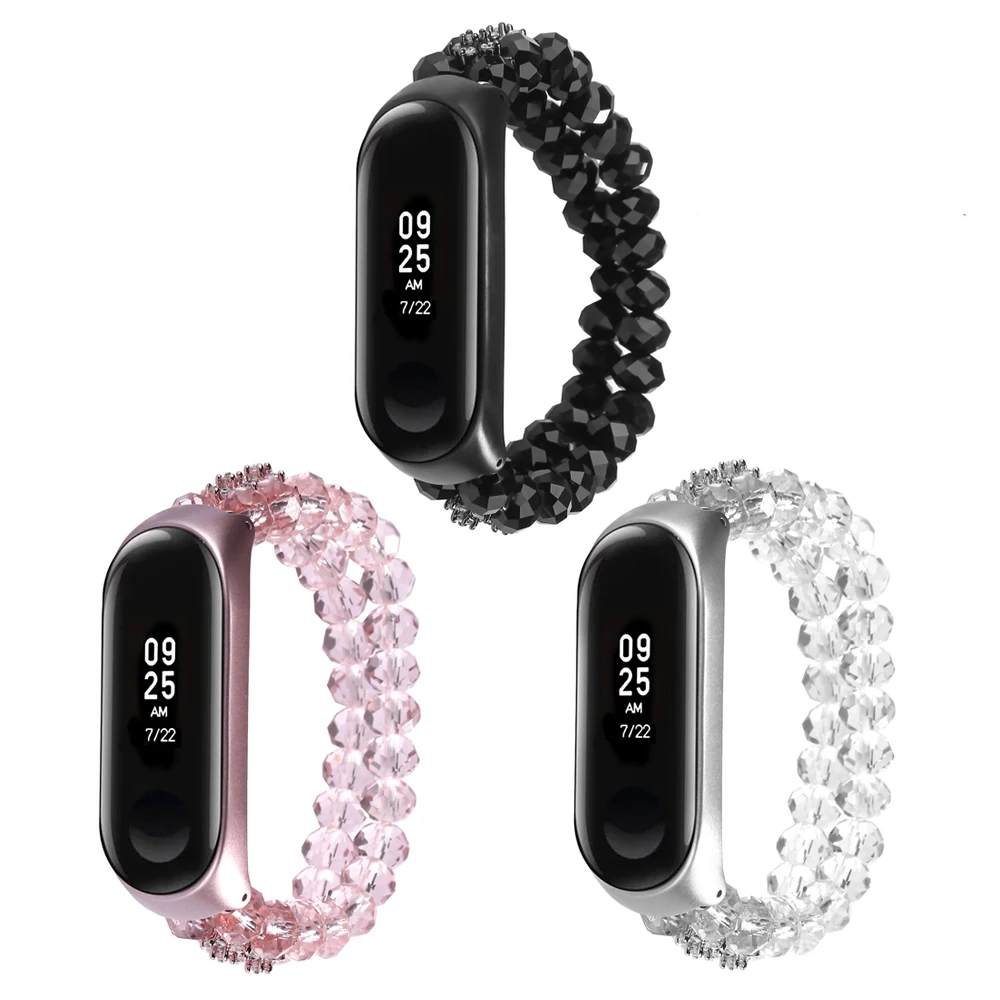 Women Dressy Mi Band 7/ 8 Bracelet Bling Watchband Crystal Beads Strap for Xiaomi Mi Band 3 4 5 6 Wristband Luxury Accessories