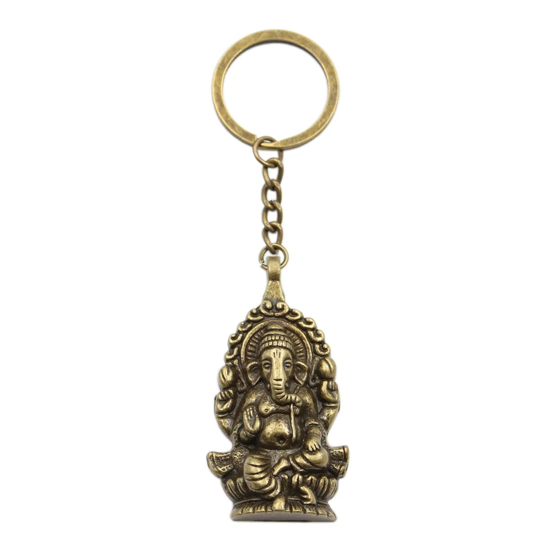 New Hot Men Key Ring Metal Key Chain Keychain Gift Jewelry Bronze Silver Color Ganesha Buddha Elephant Pendant Great Promotion