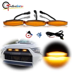 Yellow Lens Amber LED Front Grille Running Light assemblies with Wiring Harness Kit For 2014-up Toyota 4Runner TRD Pro Grille