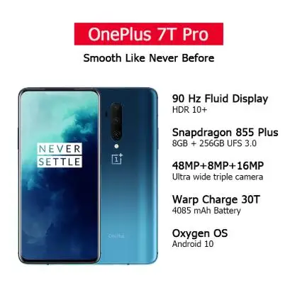 Global ROM OnePlus 7T Pro 8GB 256GB Snapdragon 855 Plus SmartPhone 6.67'' Fluid AMOLED 90Hz Screen 48MP Camera 4085mA UFS 3.0