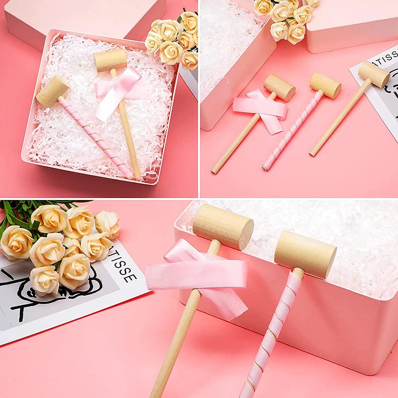 2pcs Mini Wooden Hammers Mallet Pounding Mallet Natural Hardwood Hammers DIY Craft Make Chocolate Crab Lobster Seafood Hammers
