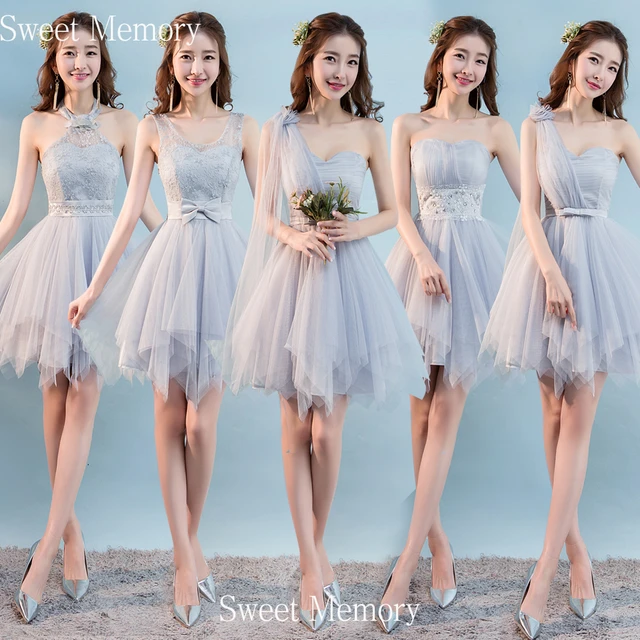 Pink Gray Short Junior Bridesmaid Dresses Bride Guests Wedding Party Dress Prom Graduation Vestido For Women AliExpress