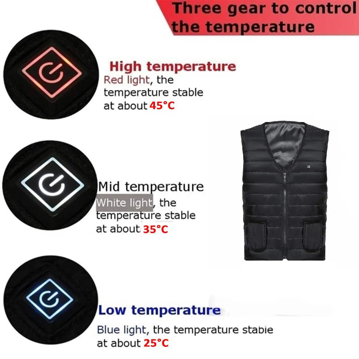 Herren Herbst Outdoor USB 5-Zonen Infrarot-Heizweste Jacke Winter Flexible Elektrische Thermobekleidung Weste Angeln Wandern – Detail 3
