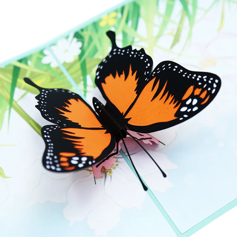 10pcs 3D Butterfly in Garden Handmade Kirigami Origami Wedding Party Invitation Cards Greeding Birthday Card Postcard