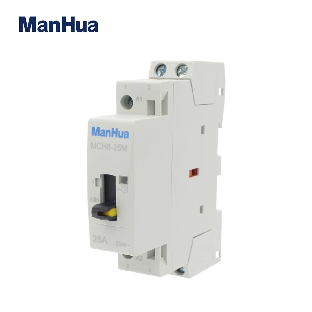 ManHua MCH8-25M 2P 25A 220V/230V 50/60HZ Din rail Household ac Modular contactor with Manual Control Switch