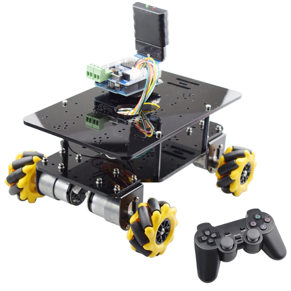 Double Chassis 5KG Load Mecanum Wheel Robot Car Chassis Kit with 4pcs DC Motor with Speed Encoder for Arduino Raspberry Pi DIY