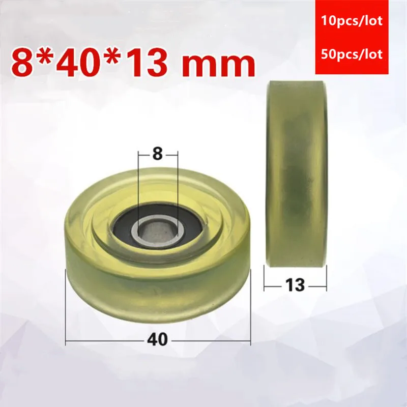 10pcs/50pcs 8*40*13mm polyurethane PU rubber coated 608 608RS low noise roller bearing friction pulley soft rubber 8x40x13