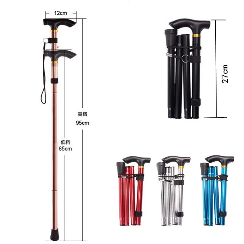 5-Section Outdoor Fold Trekking Pole Camping Portable Walking Hiking Stick For Nordic Elderly Telescopic Camping Walking Poles