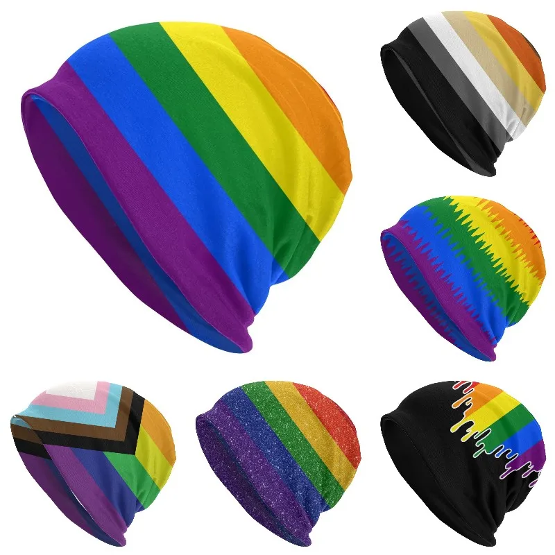 

Winter Warm Bonnet Homme Knitting Hats Hip Hop Gay Pride LGBT Rainbow Flag Beanie Cap LGBTQ Lesbian Beanies Caps For Men Women
