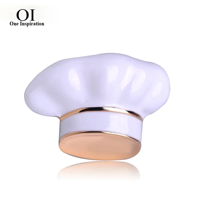 BUCOMEOI New Arrival Fashion cooker Hat Shape Brooch White Enamel Corsage Women Brooches Chef Waiter Pins Hats Sweater Accessori