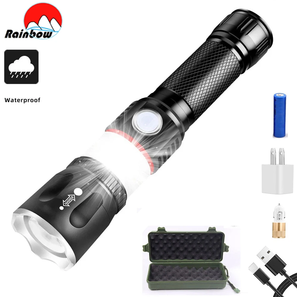 

Most Powerful L2 Led Flashlight USB Rechargeable Magnetic Torch Zoomable Waterproof COB Worklight Camping Light For Hiking