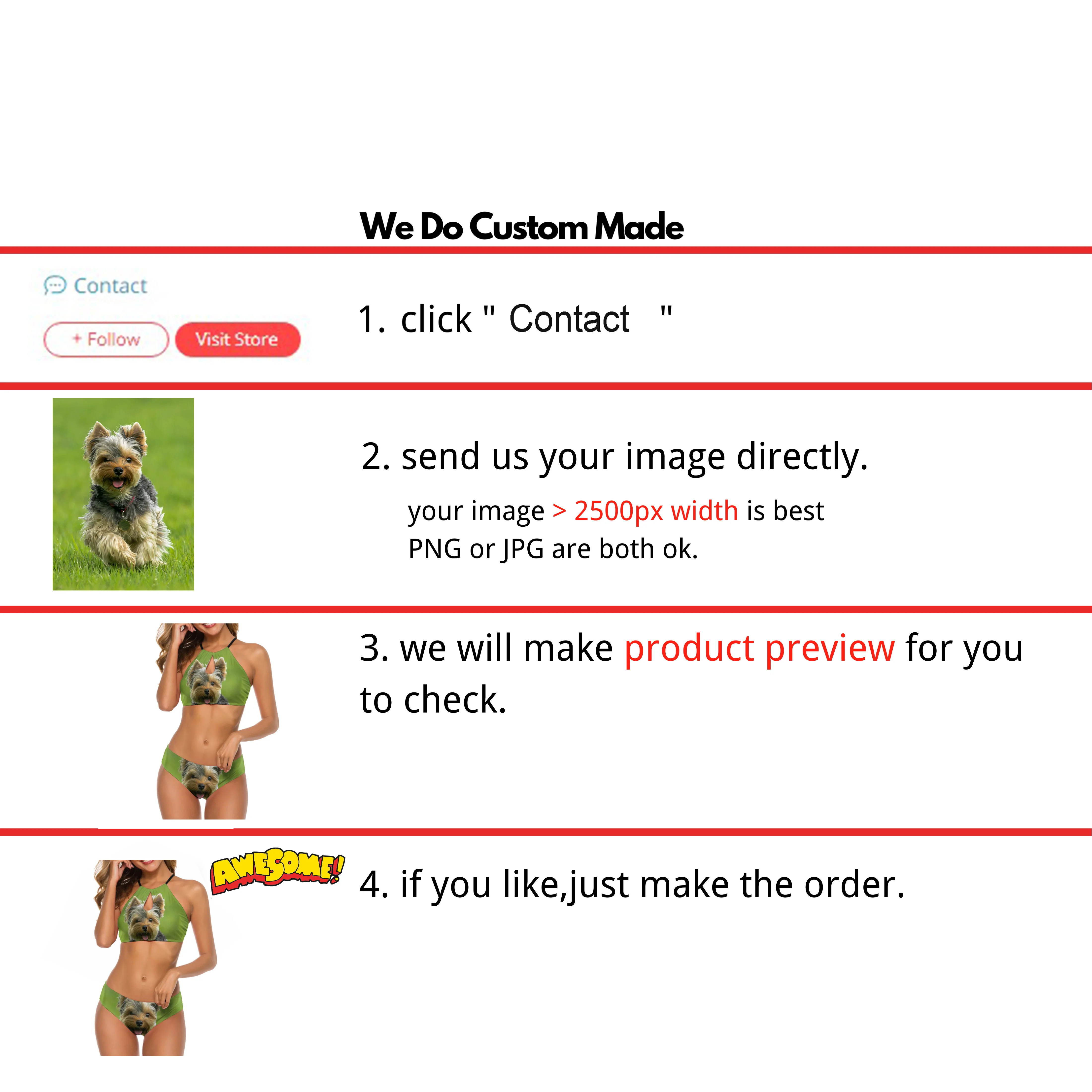 Your Image Custom Made Bikini Swimsuit Customized High Cut Swimwear Custom Design Your Own 2 Piece Bathing Suit